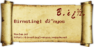 Birnstingl Ányos névjegykártya